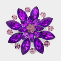 Dazzling Purple Flower Gemstone Brooch