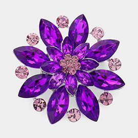 Dazzling Purple Flower Gemstone Brooch