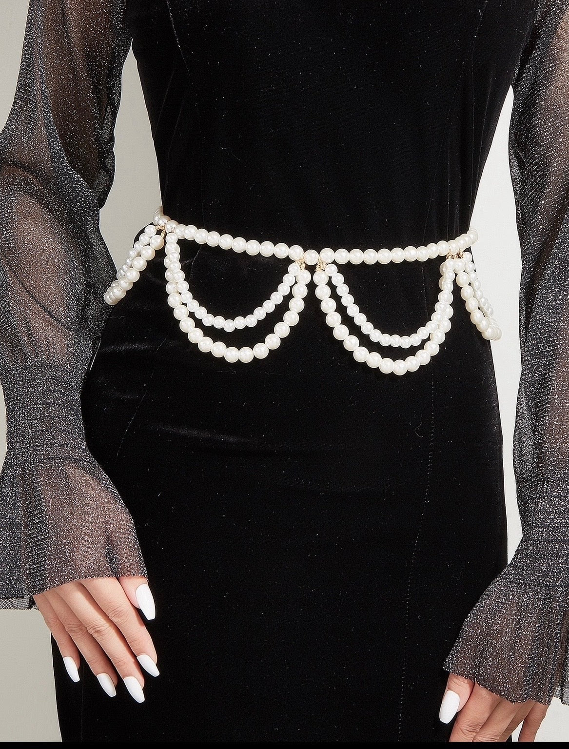 Pearl Draped Waist Belt