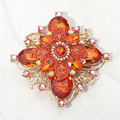 Dazzling Orange and Iridescent Gemstone Brooch