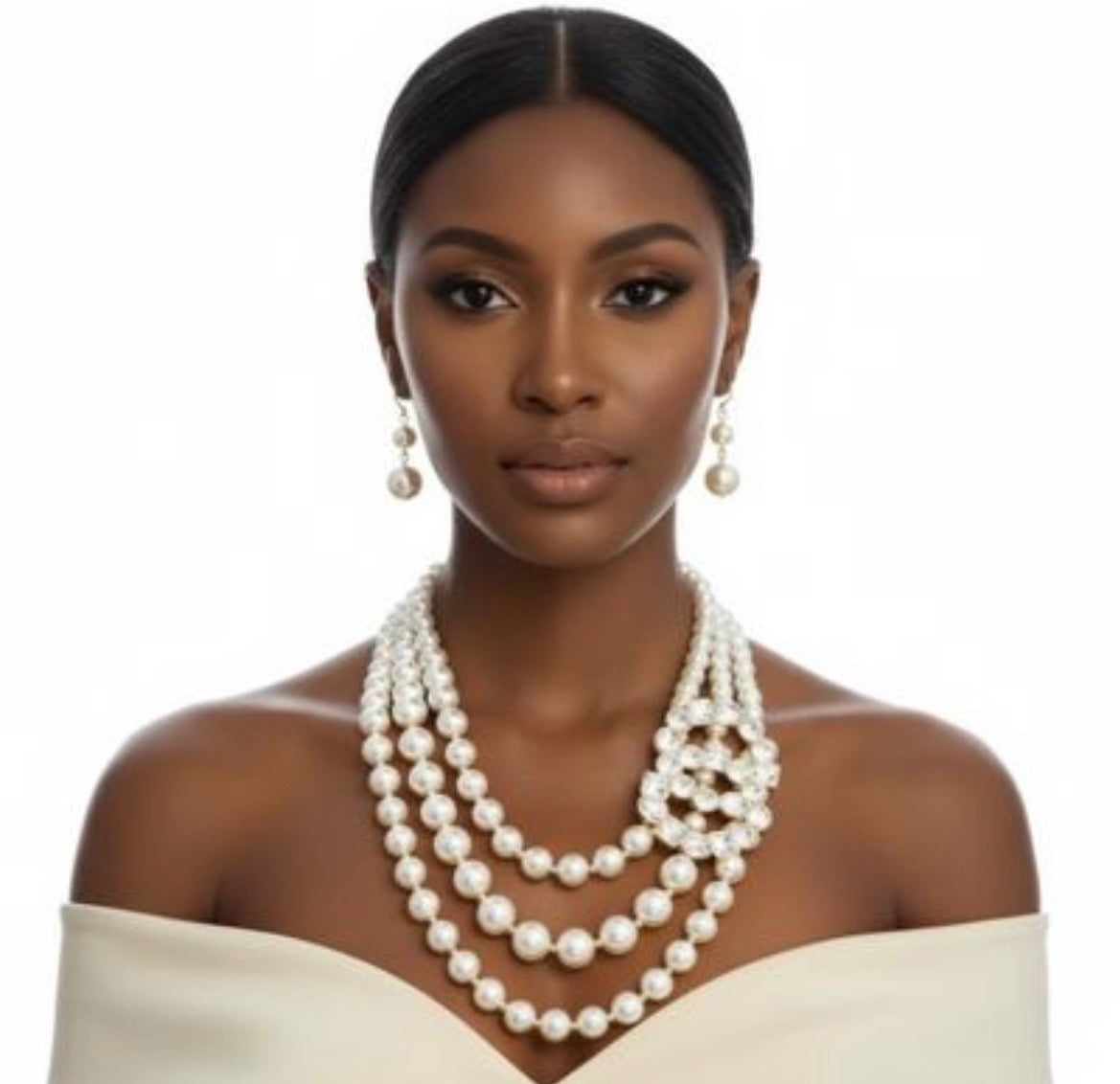 Classic Layered Pearl Statement Necklace