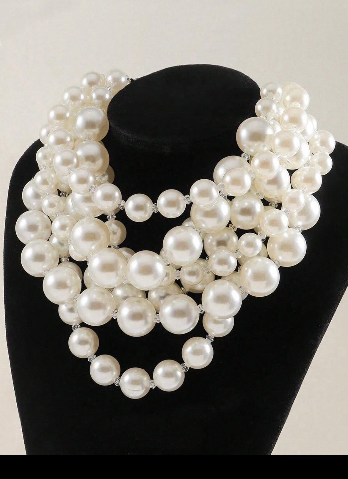 Elegant Layered Pearl Statement Necklace