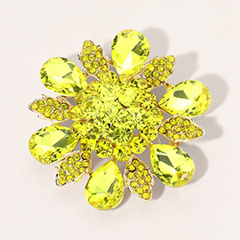 Zesty Yellow Gemstone Sunburst Brooch