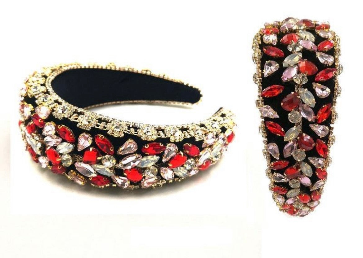 Regal Ruby & Crystal Embellished Headband