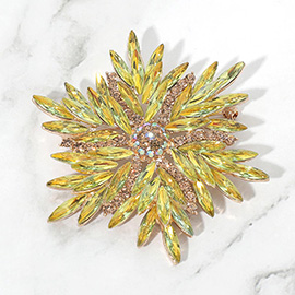 Golden Starburst Crystal Brooch