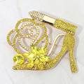 Glamorous Yellow High Heel & Lipstick Brooch