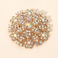 Intricate Aurora Borealis Crystal Flower Brooch
