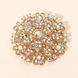 Intricate Aurora Borealis Crystal Flower Brooch