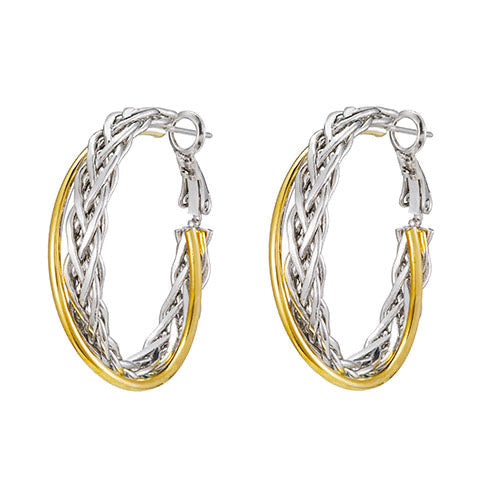 Two-Tone Braided Hoop Earrings
