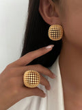Gold Beaded Sphere Earrings and Ring Set