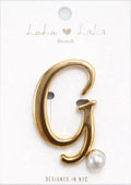 Lulu LaLa "G" Script Brooch with Pearl