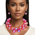 Pink Bauble Necklace and Earring Set