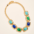 Gold Tone Gemstone Necklace